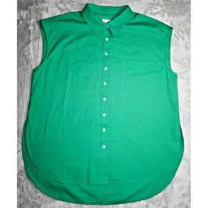 Anthropologie Maeve Green Button Down Tank Top MP